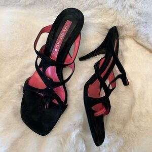 Via Spiga Black Strappy Sandals with Square Toe Sz-7N.   N